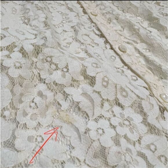 Equipment Small Cream Lace Button Front Long Sleeve Shirt Women’s - Picture 7 of 10